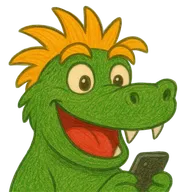 Zwergdrachen Maskottchen am Telefon