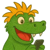 Zwergdrachen Maskottchen am Telefon